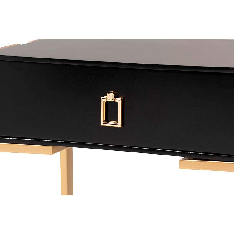 Image 7 Luna 19" Wide Black and Gold 1-Drawer End Table more views