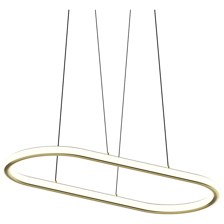 Image 1 Luna 33.5" Wide Brass 3500K Racetrack Pendant