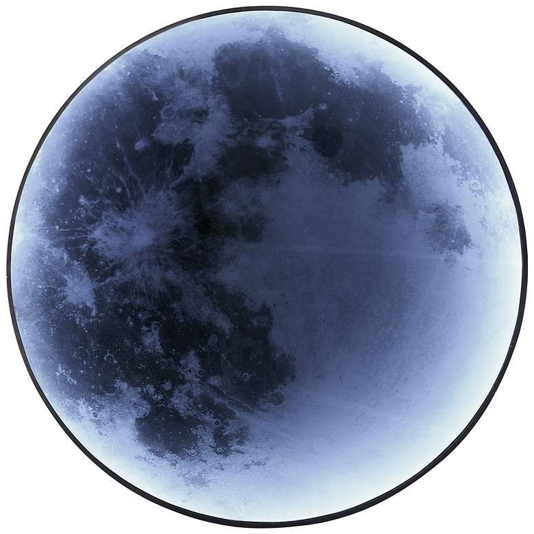 Image 1 Luna 43" Wide Round Blue Moon Mirror with Light