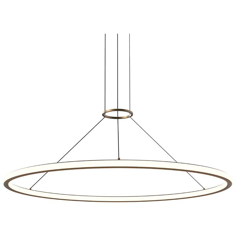Image 1 Luna 48" Round LED Pendant w/ 20' Cord (3500K) Painted Brass