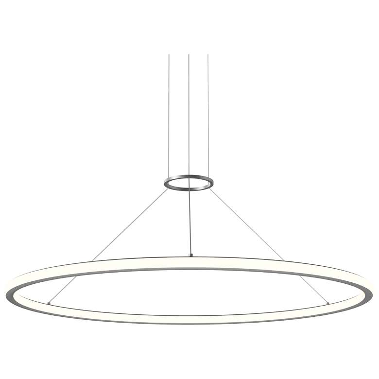 Image 1 Luna 48 inch Round LED Pendant w/ 20&#39; Cord - Satin Aluminum