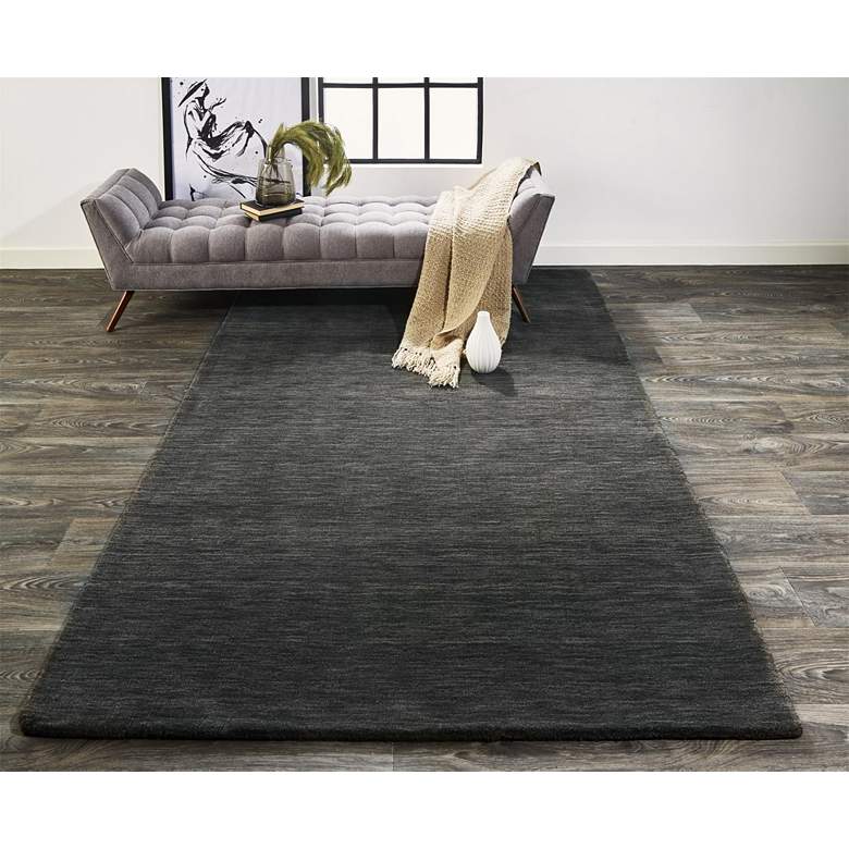 Image 1 Luna 5798049 5'x8' Gray Marled Wool Rectangular Area Rug
