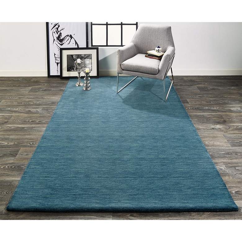 Image 1 Luna 5798049 5'x8' Teal Blue Wool Rectangular Area Rug