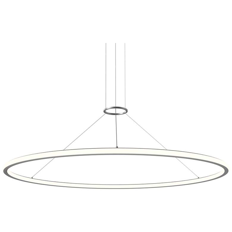 Image 1 Luna 60" Round LED Pendant w/ 20' Cord (3500K) - Satin Aluminum