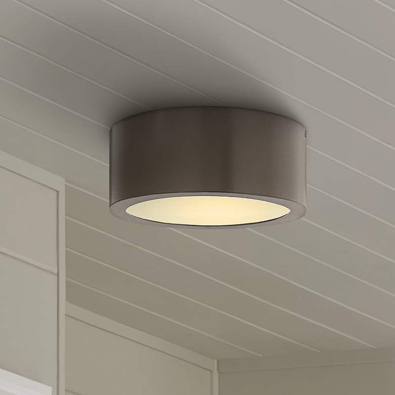 Image 1 Luna 8" Wide Bronze Cylindrical LED Outdoor Ceiling Light