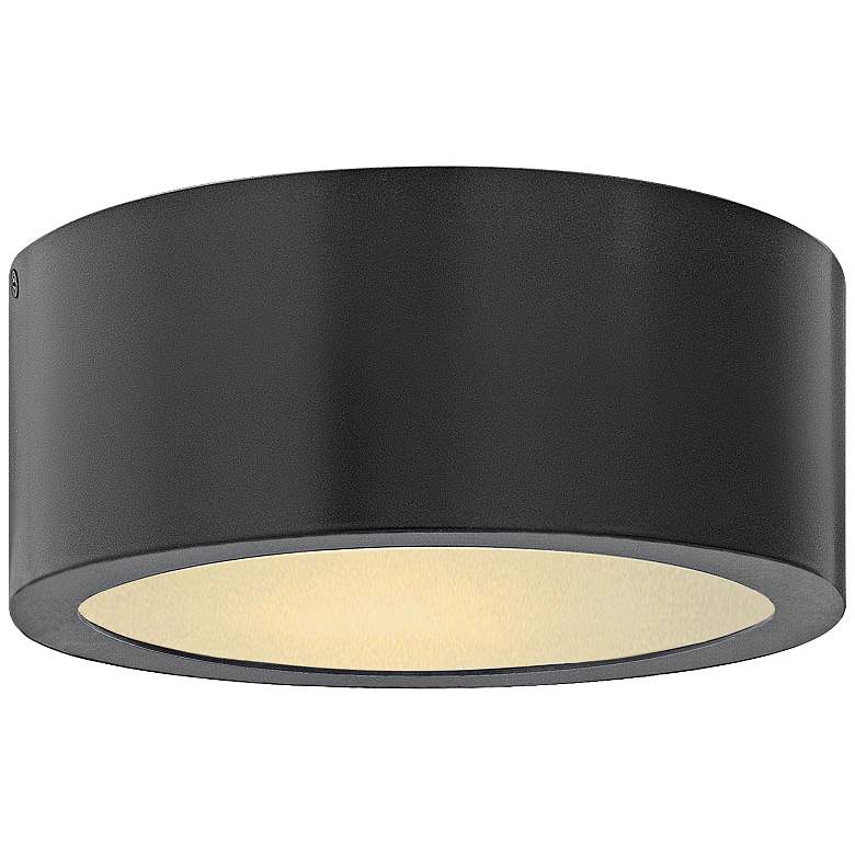 Image 1 Luna 8"W Satin Black Cylindrical LED Outdoor Ceiling Light