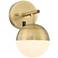 Luna Antique Brass and Frosted Glass Globe Wall Light by 360 Lighting