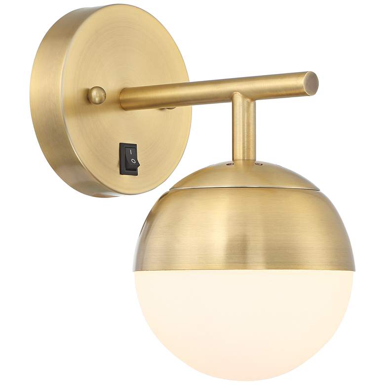 Luna Antique Brass and Frosted Glass Globe Wall Light by 360 Lighting more views