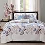 Thumbnail2 of Luna Blue Floral Full/Queen 6-Piece Coverlet Set