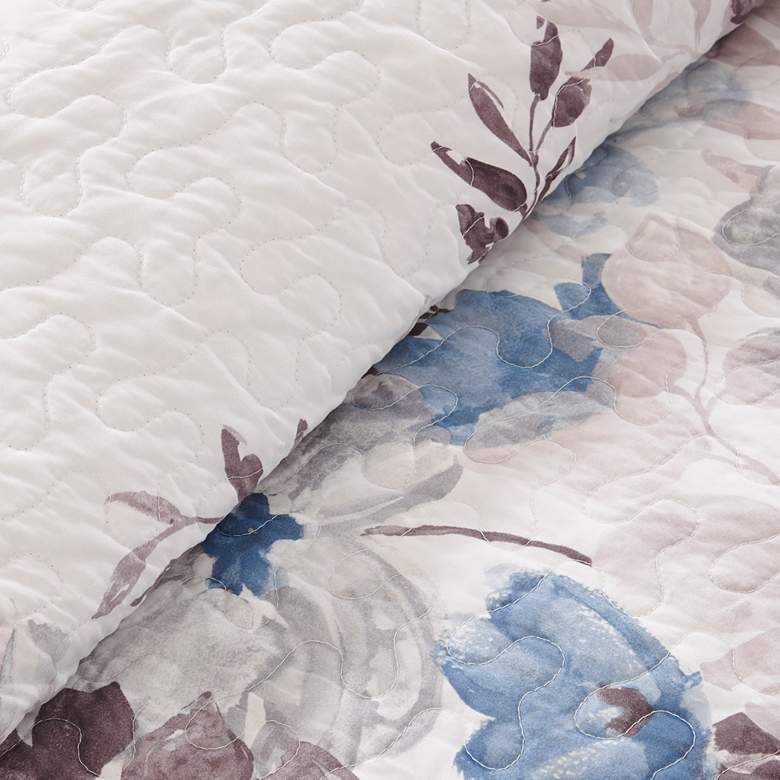 Image 6 Luna Blue Floral Full/Queen 6-Piece Coverlet Set more views