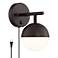 Luna Frosted Glass and Bronze Globe Plug-In Wall Lamp