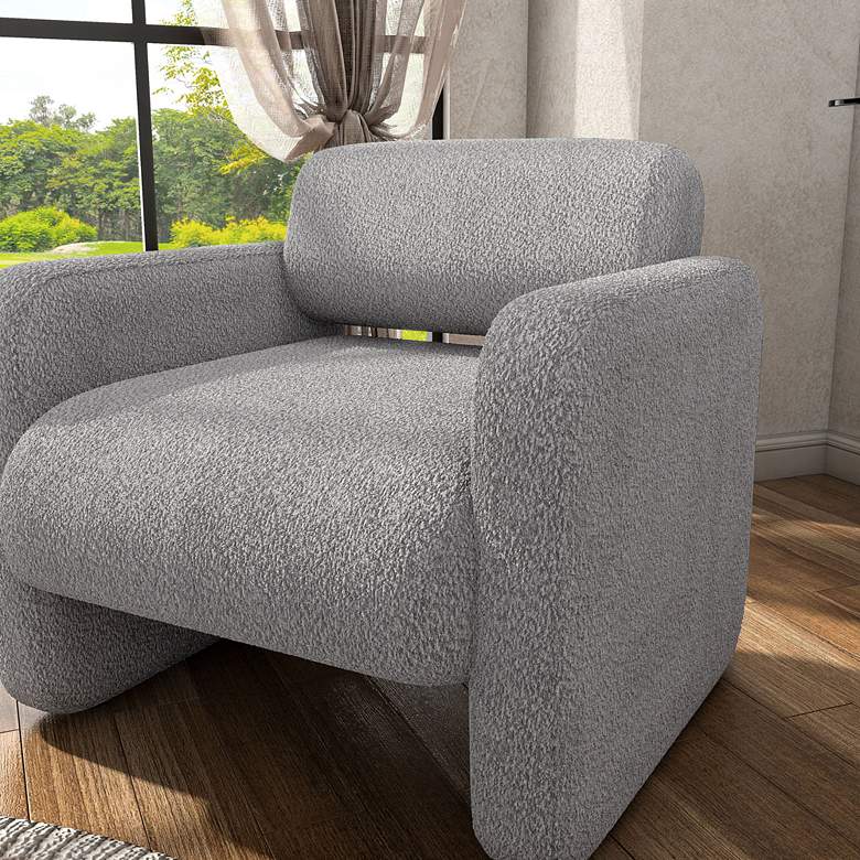 Image 6 Luna Gray Boucle Fabric Arm Chair more views