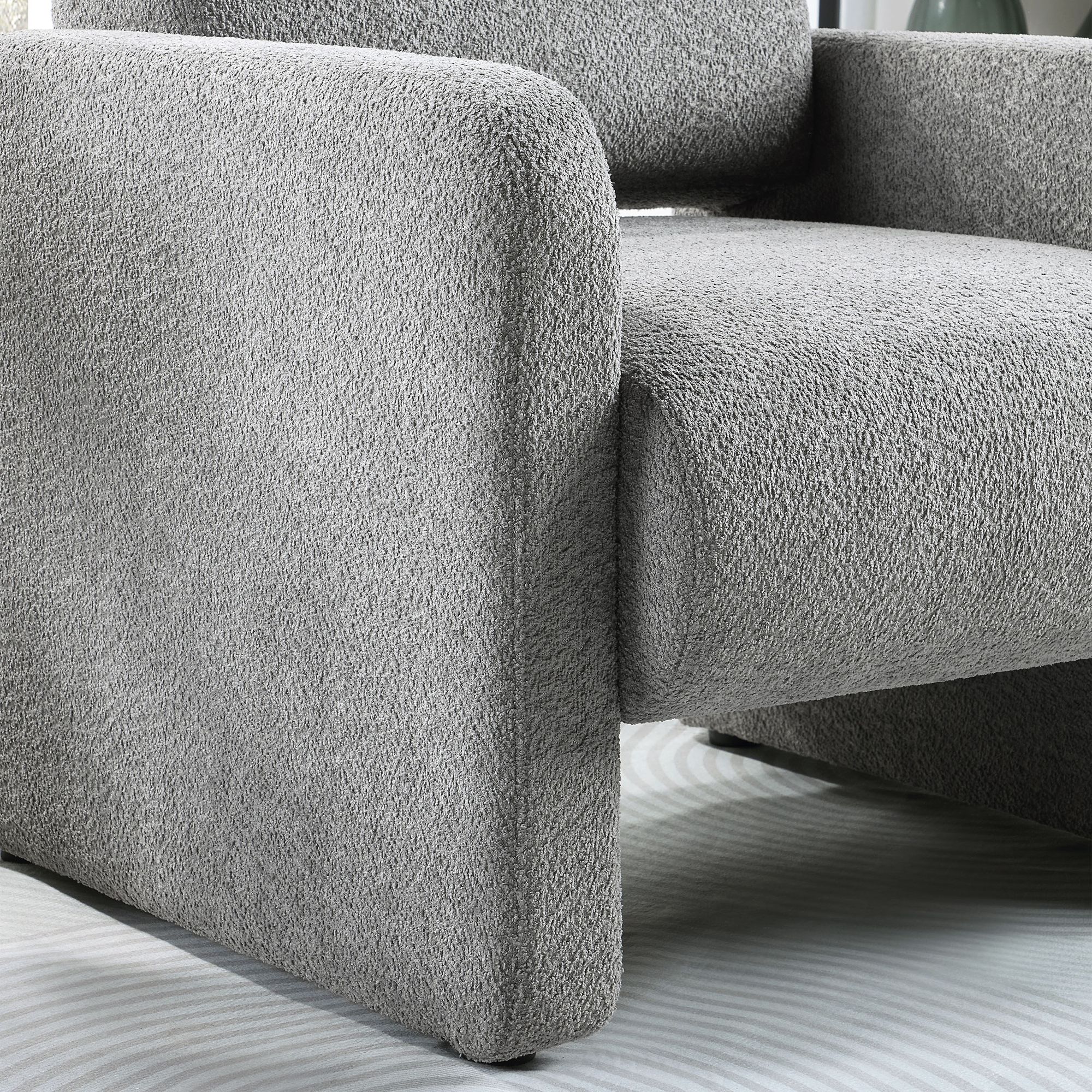 Luna Gray Boucle Fabric Arm Chair