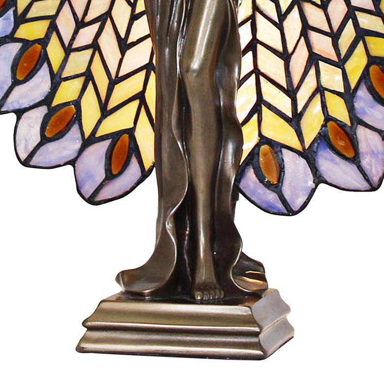 Luna Sculpture 16&quot;H Bronze Tiffany-Style Accent Table Lamp more views
