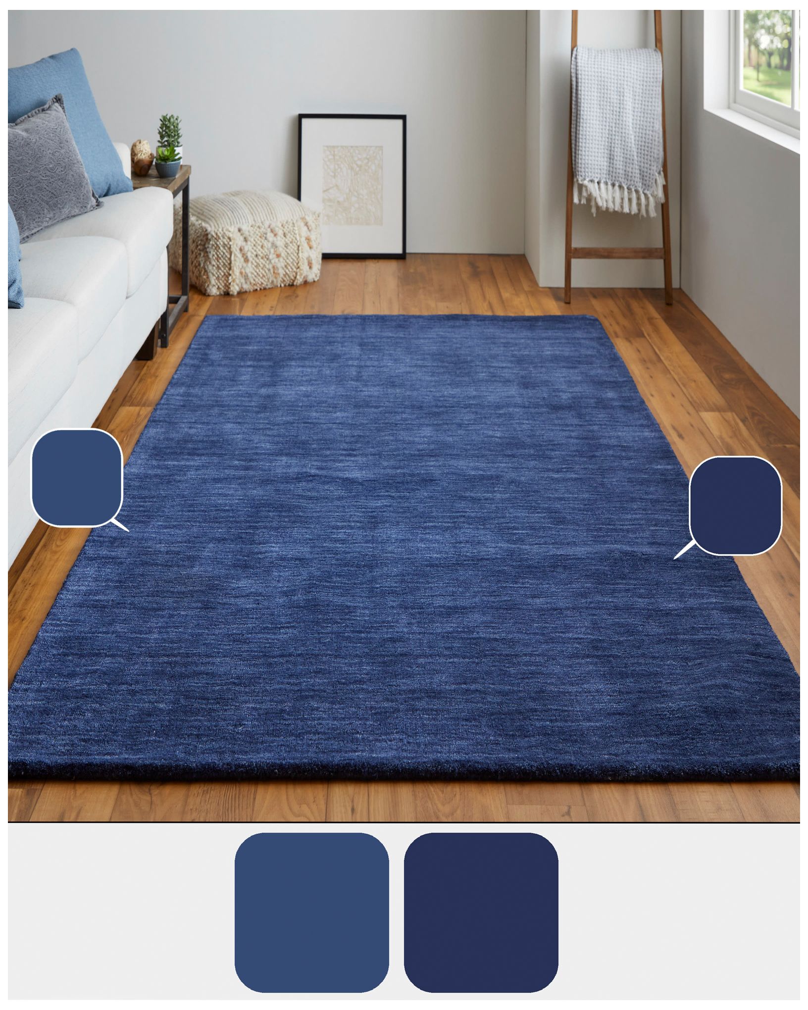 Image 5 Luna Solid Hand Woven Blue Area Rug 8' x 8' Round more views