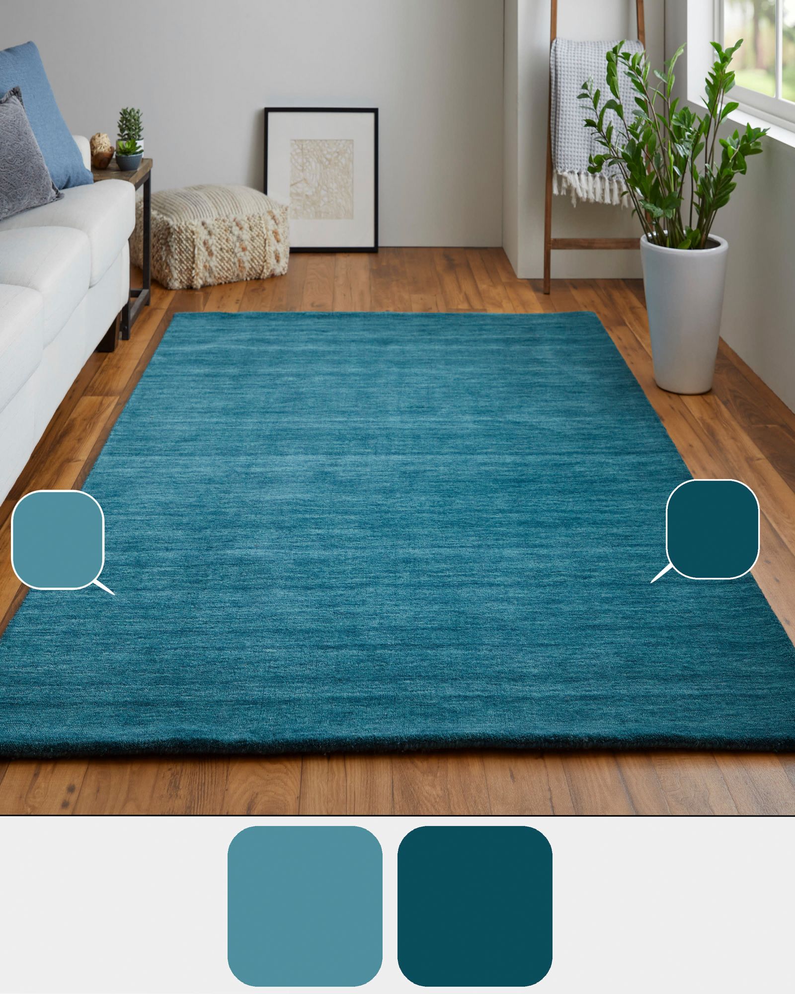 Image 5 Luna Solid Hand Woven Blue Area Rug 8' x 8' Round more views