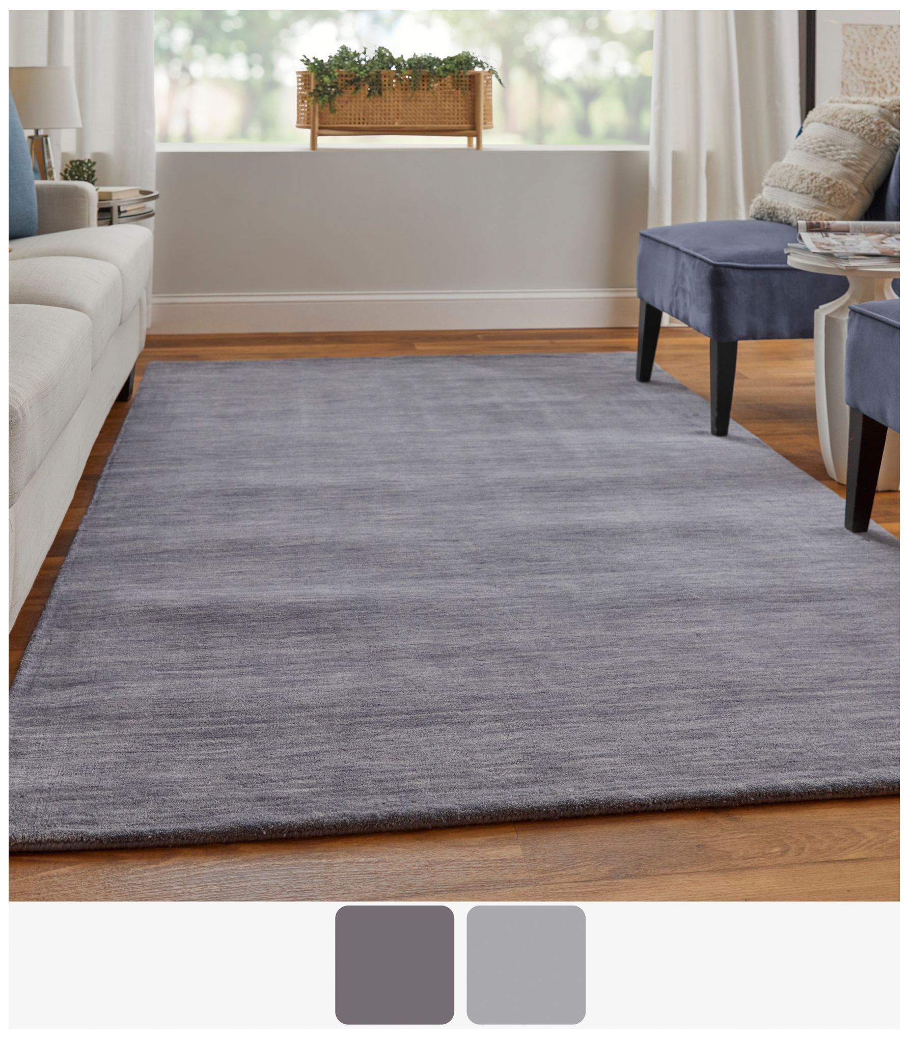 Image 5 Luna Solid Hand Woven Gray Area Rug 8' x 8' Round more views