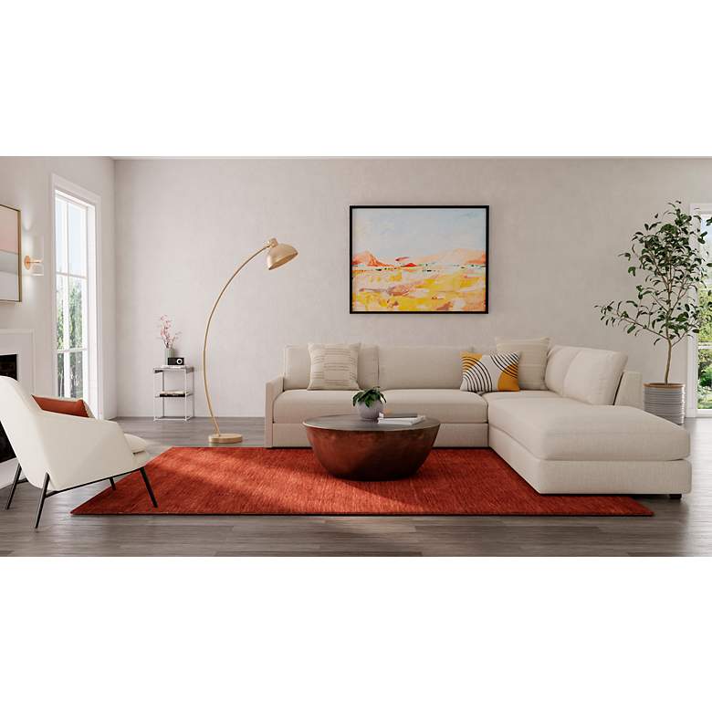 Image 3 Luna Solid Hand Woven Orange Area Rug 8' x 8' Round more views
