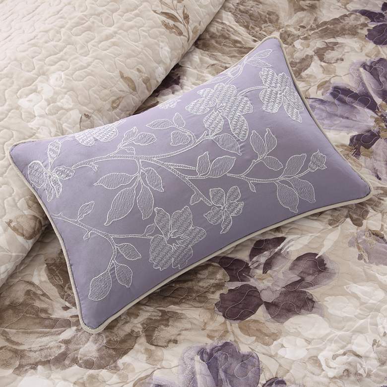 Image 3 Luna Taupe Floral Full/Queen 6-Piece Coverlet Set more views