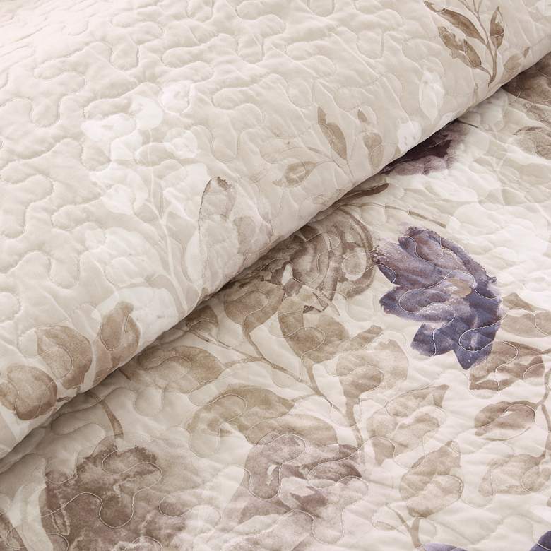 Image 6 Luna Taupe Floral Full/Queen 6-Piece Coverlet Set more views