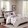Thumbnail1 of Luna Taupe Floral King/Cal King 6-Piece Coverlet Set
