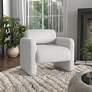 Luna White Boucle Fabric Arm Chair
