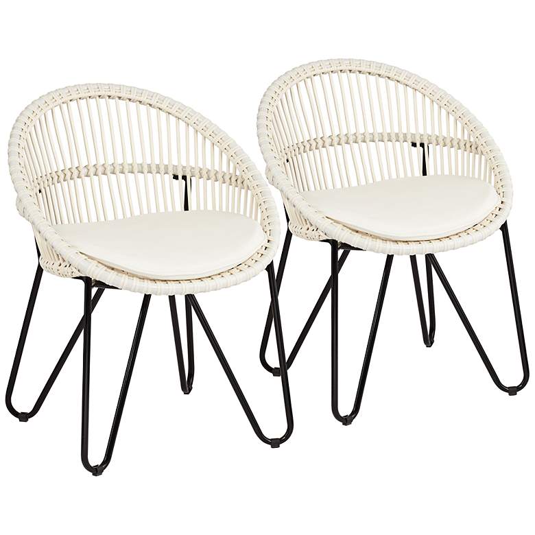 Luna White Outdoor Accent Chairs Set of 2