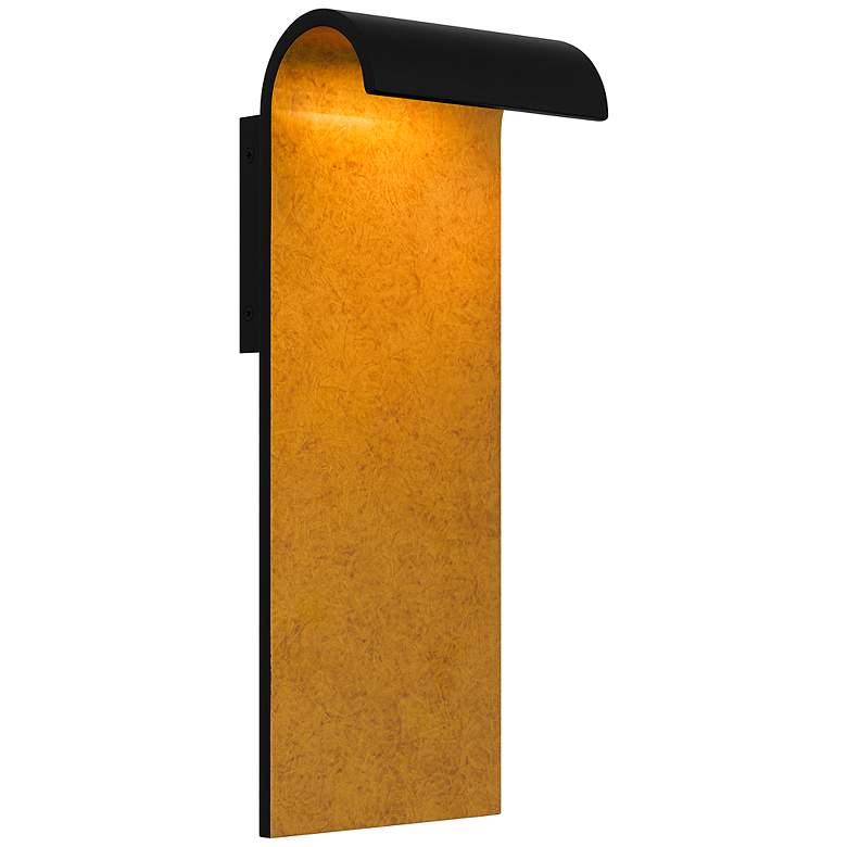 Image 2 Lunar 16" High Matte Black and Gold LED Outdoor Wall Light
