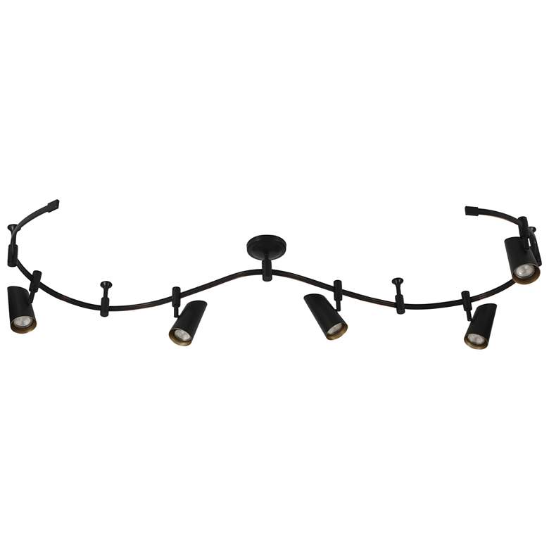 Image 1 Lunar 96" Wide 5-Light Black & Gold LED Flex Track