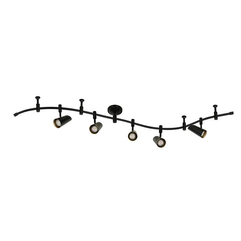 Image 2 Lunar 96" Wide 5-Light Black & Gold LED Flex Track more views