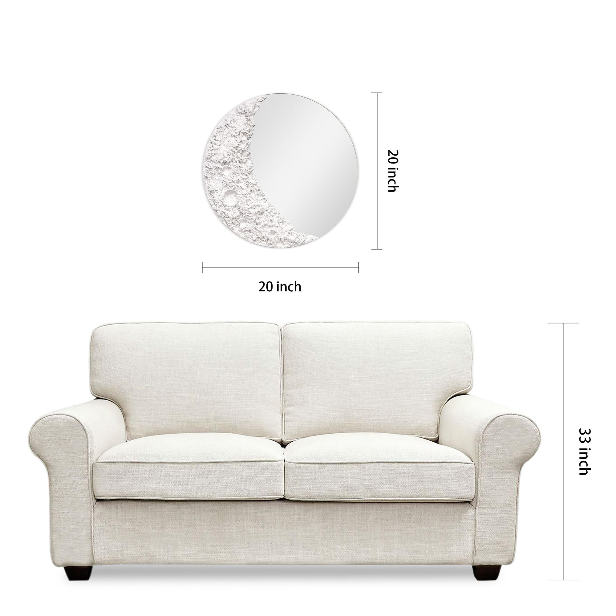 Lunar Serenity" 20" Round Wall Mirror with 3D Textured Moon Embel