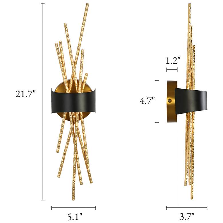 Image 3 Lunara 5.1" Wide Gold Black 1-Light LED Wall Sconce more views