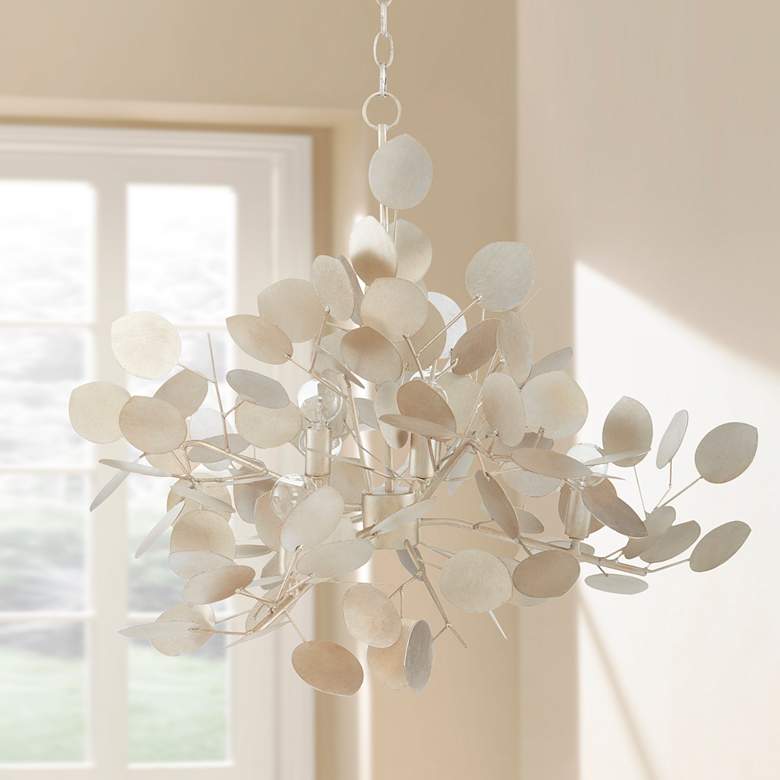Image 1 Lunaria 34 1/2"W Contemporary Silver Leaf 6-Light Chandelier