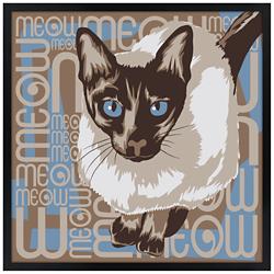 Lunchtime Cat 26&quot; Square Black Giclee Wall Art
