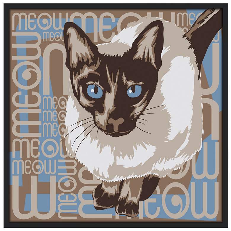 Image 1 Lunchtime Cat 37" Square Black Giclee Wall Art