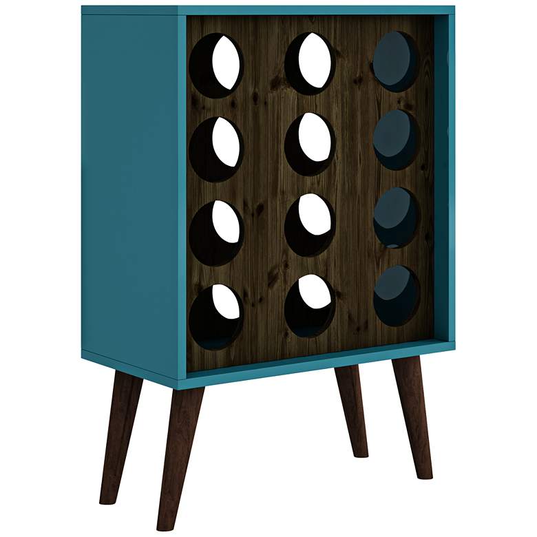 Image 1 Lund 21 inch Wide Aqua Blue and Rustic Brown Modern Wine Cabinet