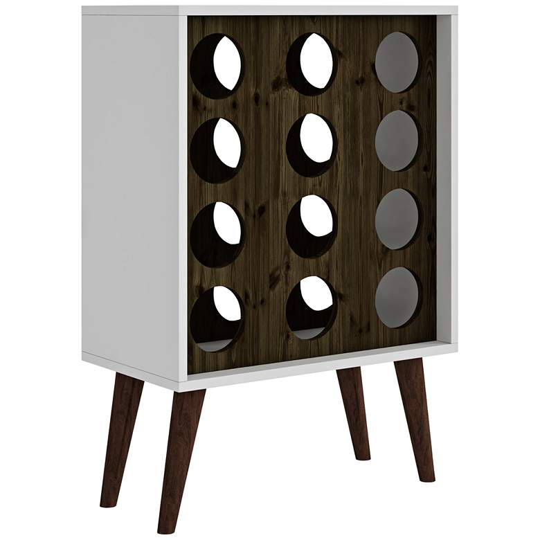 Image 1 Lund 21 inch Wide White and Rustic Brown Modern Wine Cabinet