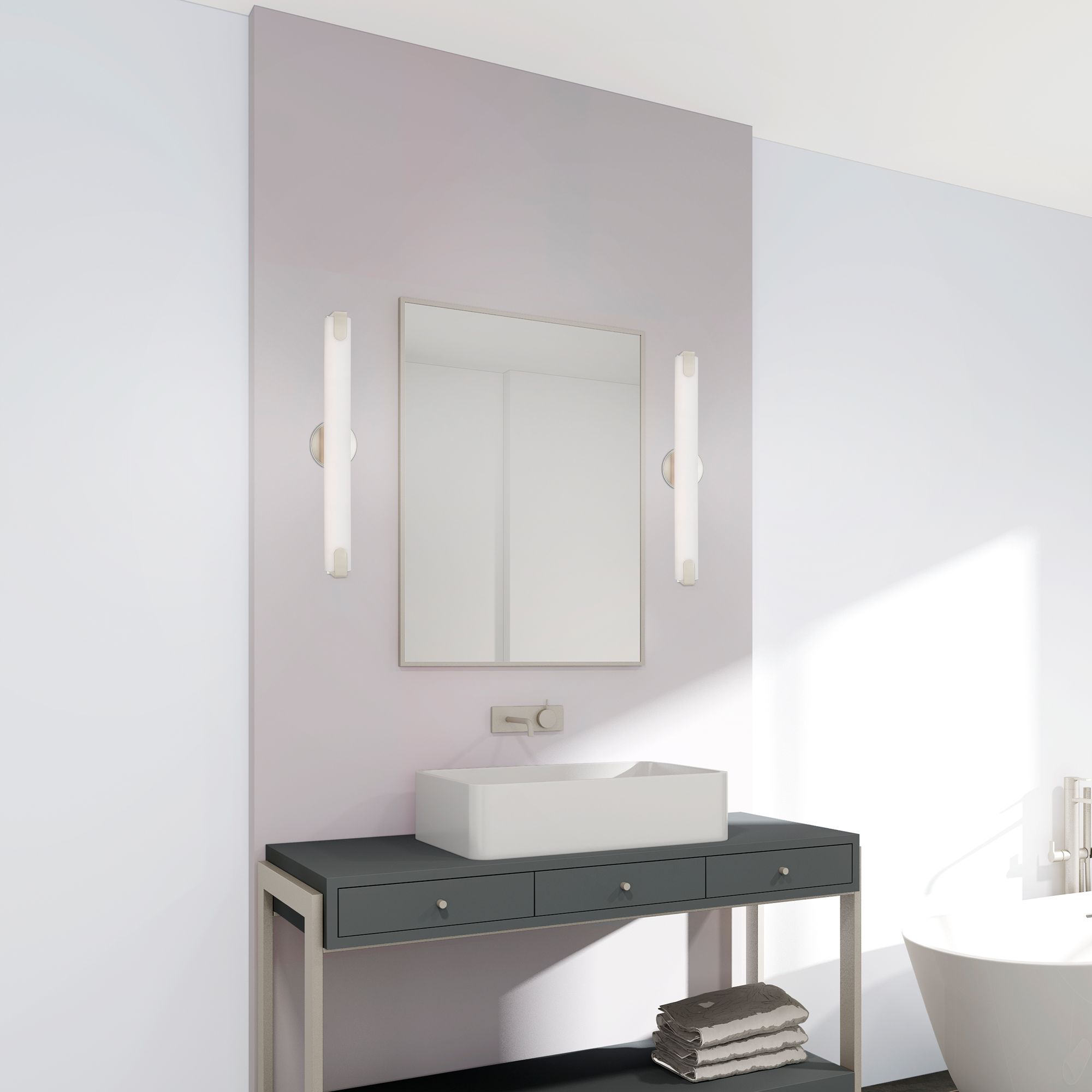 Lund LED Light Brushed Nickel ADA Bath Vanity