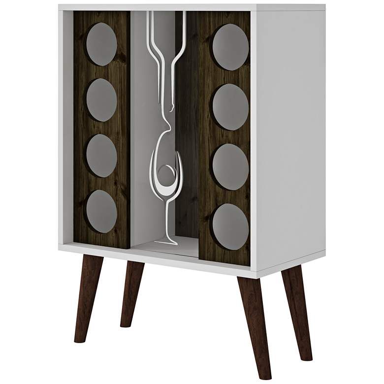 Image 1 Lund White and Rustic Brown Wine Cabinet with Cork Display