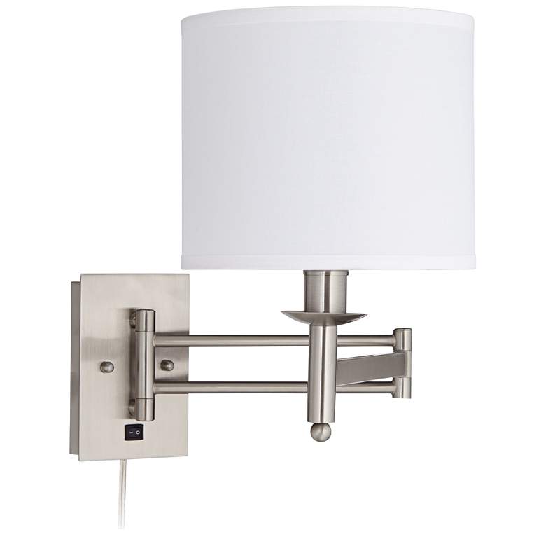 Image 1 Lundi Brushed Steel Plug-In Modern Swing Arm Wall Lamp
