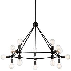 Image2 of Lundry 45" Wide Gloss Black 15-Light Pentagon Chandelier