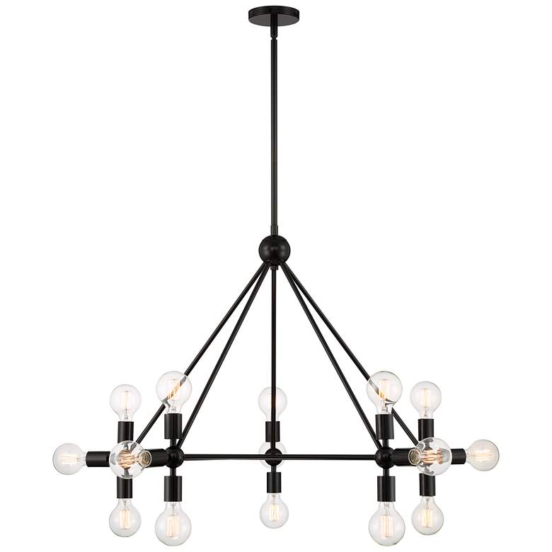Image 6 Lundry 45" Wide Gloss Black 15-Light Pentagon Chandelier more views