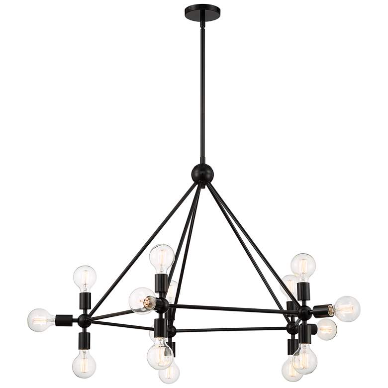 Image 7 Lundry 45" Wide Gloss Black 15-Light Pentagon Chandelier more views