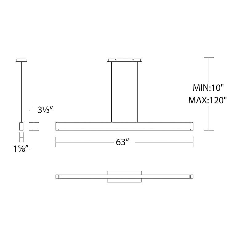Image 5 Lune 3.54"H x 63"W 1-Light Linear Pendant in Aluminum more views