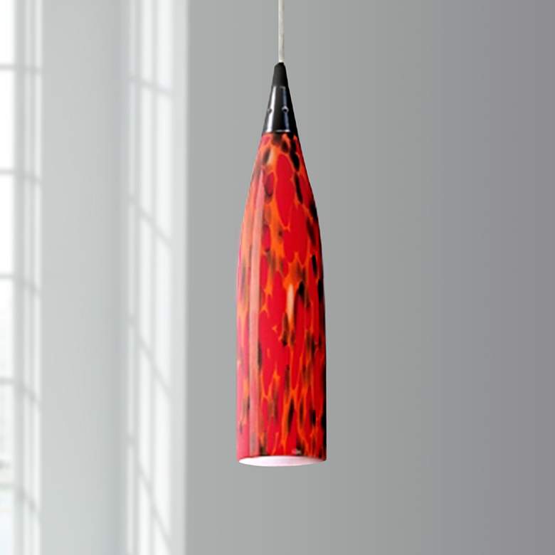 Image 1 Lungo Collection 3" Wide Fire Red Mini Pendant Chandelier