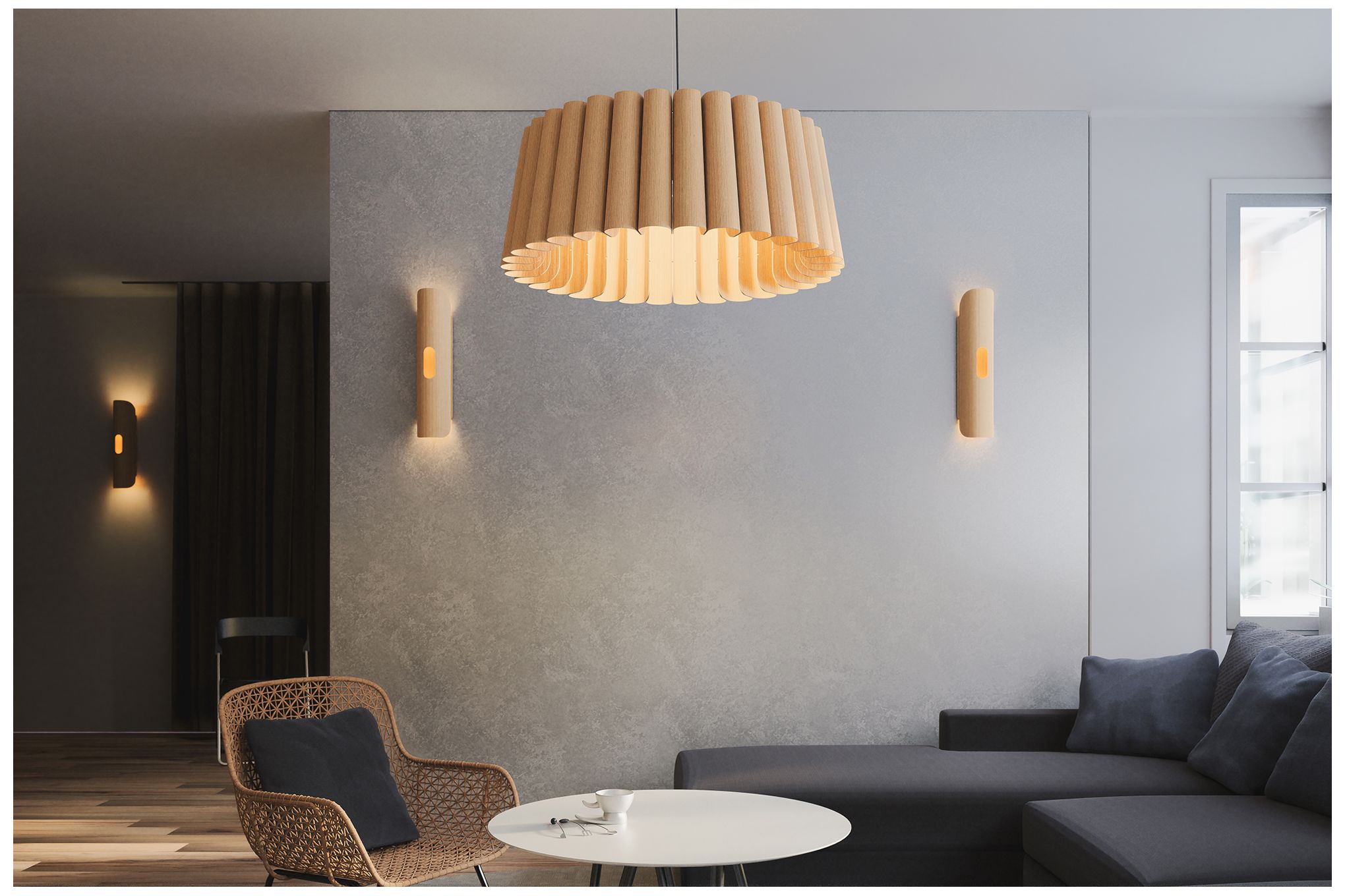 Lupe 23.6" High Ash Wall Sconce