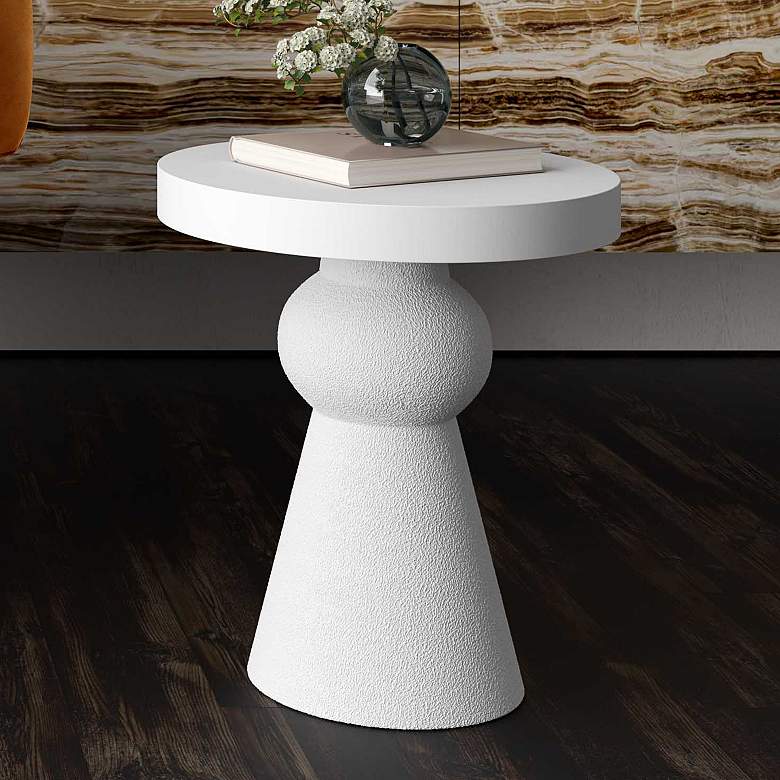 Image 2 Lupita 17" Wide White Round Side Table