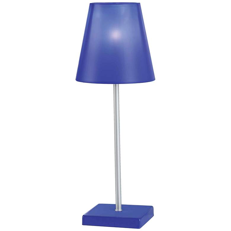 Image 1 Lura Blue Shade and Blue 14 inch high Base Accent Table Lamp