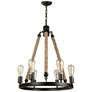 1_Lurav 20.5" Wide Bronze 6-Light Wagon Wheel Chandelier