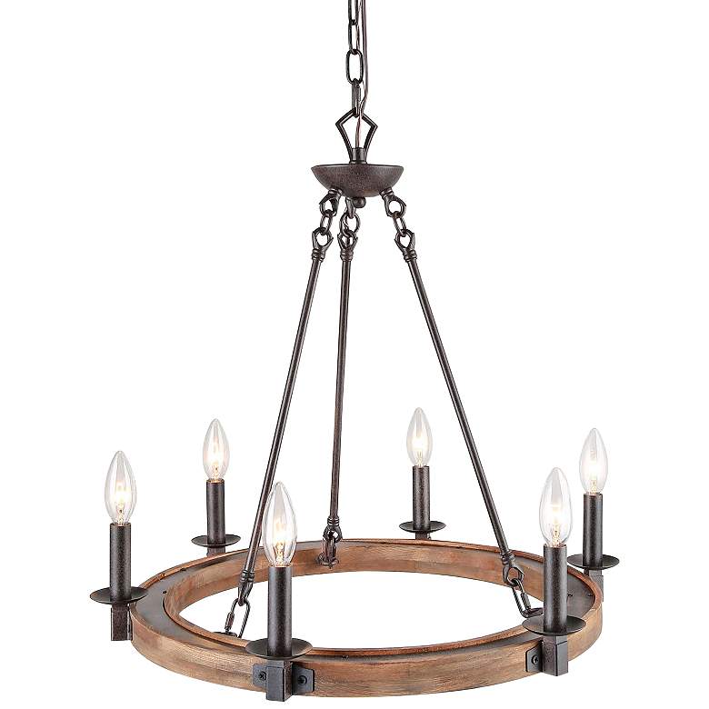 Image 1 Lurav 23" Wide Bronze 6-Light Candle Chandelier